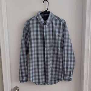 Joseph Abboud Blue and White Checkered Button Down Shirt